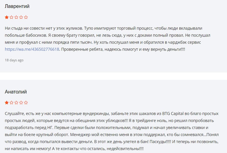 Обзор BTG Capital и отзывы об опасном проекте и лохотроне?