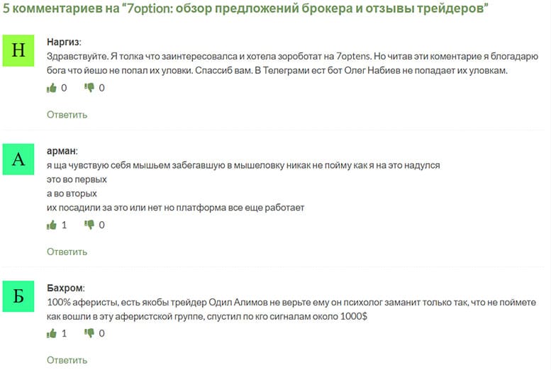7Option: бинарные опционы, как апологет мошенничества? Отзывы.