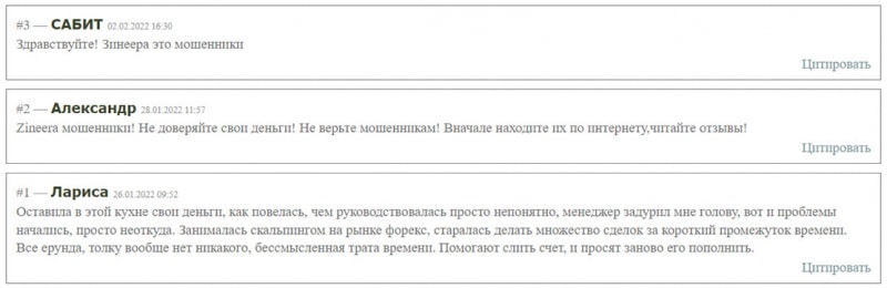Обзор проекта Zineera, и отзывы о нём бывших клиентов. Стоит доверять?