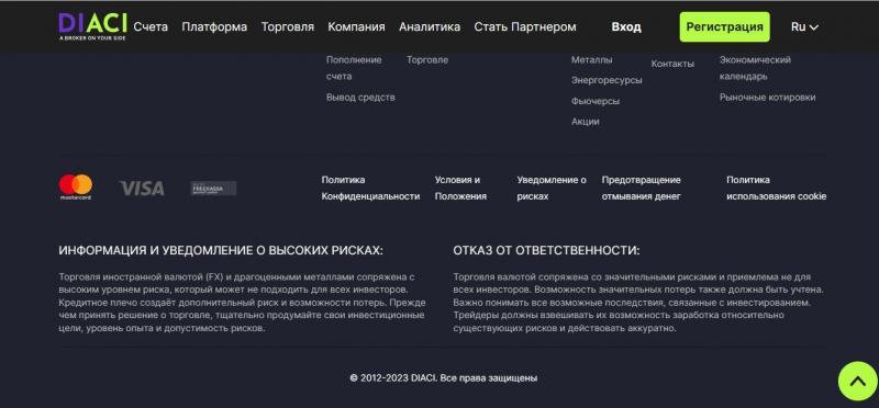 Diaci — реальные отзывы о брокере